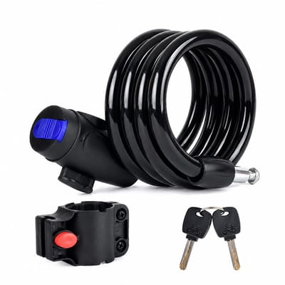 Fietsslot-kettingslot-Kinderslot voor Fiets en Step - Kabelslot met Sleutels-Universeel Fietsslot-Incl Framehouder - Anti-Diefstal Kabelslot voor Fiets, Scooter en E-bike-zwart