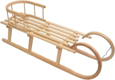 Houten Slee - Kinder Slee - Winter Plezier - Met Afneembare Rugleuning - 120 cm - Natuurlijk