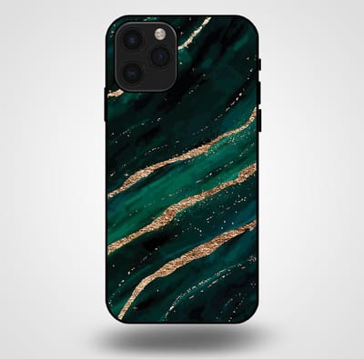 Smartphonica Telefoonhoesje voor iPhone 11 Pro met marmer opdruk - TPU backcover case marble design - Groen Goud geschikt voor iPhone 11 Pro