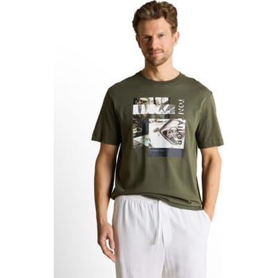 Tom Tailor - Heren t-shirt - Maat M - Mannen - Khaki - katoen