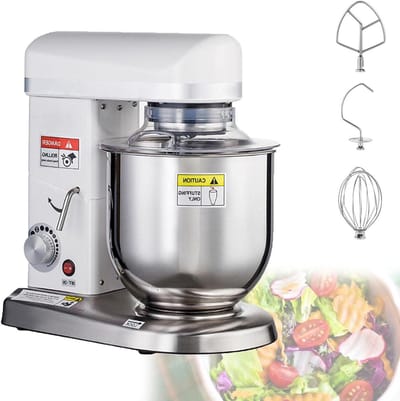 3-In-1 Keukenrobot, 10 Liter Elektrische Keukenmixer Met Kom, Multifunctionele Deegmixer, Met Klopper, Haak, Garde, Voor Salades, Bakken, Cakes, Koekjes, Brood White-7L