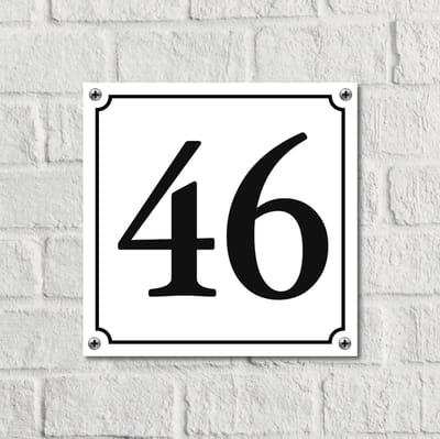 Huisnummerbord Wit Dibond Deluxe - Nummer 46 - incl. bevestiging | - naambord - nummerbord - voordeur