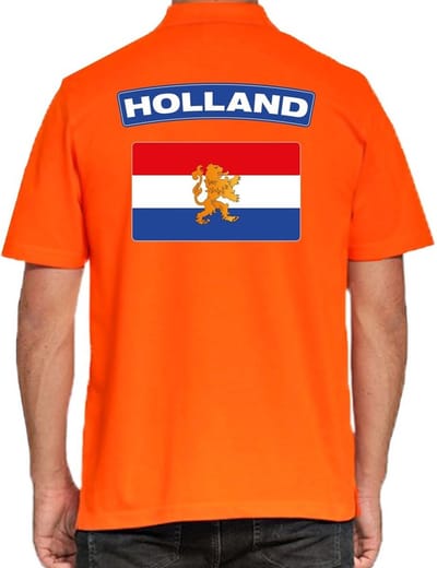 Holland thema supporter poloshirt - shirt - oranje - voor heren - Koningsdag / EK WK S
