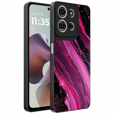 Geschikt voor Motorola Moto G56 Telefoonhoesje met marmer opdruk - TPU backcover case marble design - Paars Roze - Smartphonica geschikt voor Motorola Moto G56