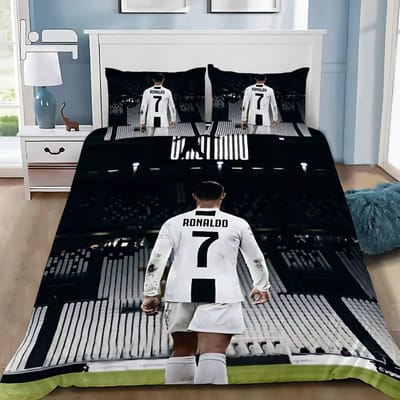 3D NIEUW Dekbedovertrek Kussensloop Beddengoedset Voetbal CR7 R-Ronaldos Volwassen Jongen Meisje Slaapkamerdecoratie Kinderen Enkel Dubbel Groot 70x133cm 2pcs