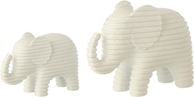 J-Line decoratie Olifant Gestreept - polyresin - wit - large