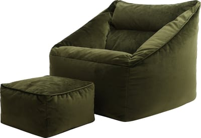 icon - Natalia XL Zitzak Fauteuil met Poef - Velours - Olijfgroen