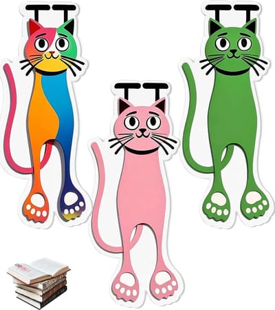Set van Drie Schattige Magnetische Boekenleggers voor Kattenliefhebbers en Boekenliefhebbers