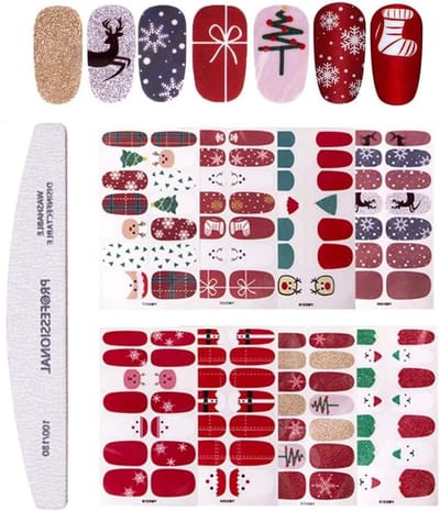 Solidchoice - 8 Stuks Zelfklevende Nagelstickers voor Kerstmis met Vijl