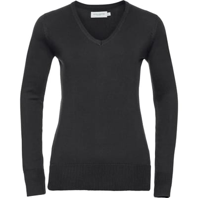 Russell Collectie Dames/Dames V-hals gebreide trui (Zwart)