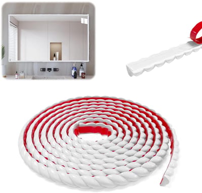 sierlijst, zelfklevend, 3 m sierlijsten, voordeelpakket, pvc-wandlijsten, decoratieve sierlijsten, muur, 3D-parelvorm, voor spiegel, muur, plafond, wandrand, kast (wit, 15 mm x 3 m)