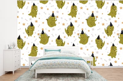 Behang - Fotobehang Design - Jongens - Draak - Kinderen - Breedte 320 cm x hoogte 240 cm