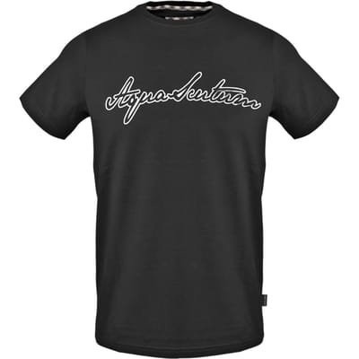 Aquascutum Unisex T-shirt met logo en ronde hals voor volwassenen (Zwart)