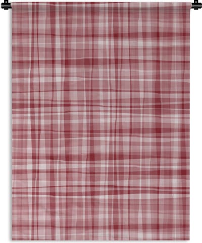 Wandkleed - Wanddoek - Patroon - Rood - Waves - 90x120 cm - Wandtapijt