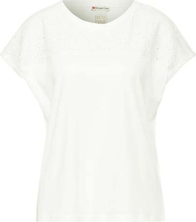 Street One LTD QR shirt with embroidery Dames T-shirt - off white - Maat 42