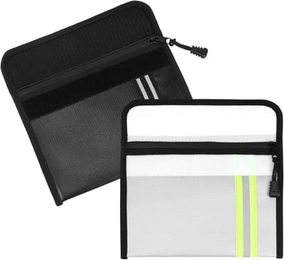 Set van 2 brandveilige documenttassen met reflecterende strips - 23x18 cm - Bescherming tegen brand en water voor A5 documenten, bankpassen en waardevolle spullen