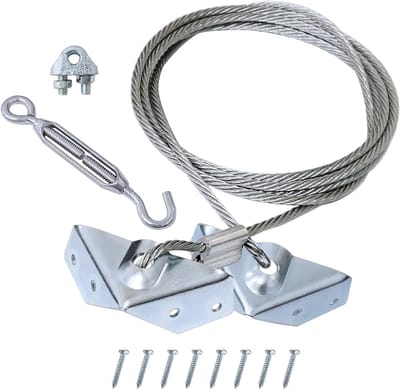 Legierte staal kabelkits voor tuinpoorten, anti-sag ondersteuning voor houten hekken (1, zilver)