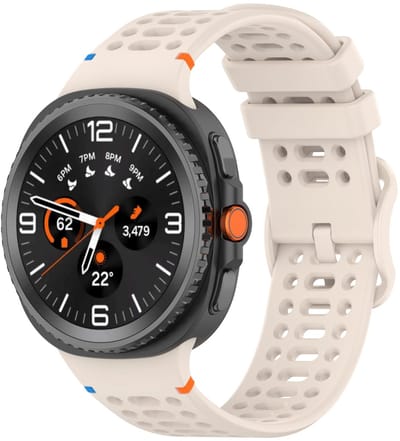 Siliconen bandje - geschikt voor Samsung Galaxy Watch 8 (40mm) / Galaxy Watch 8 (44mm) / Galaxy Watch 8 Classic - gaatjes met gespsluiting - starlight