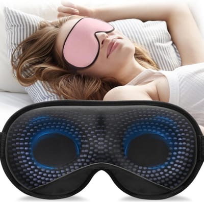 2026 Gewogen Slaapmasker voor Mannen en Vrouwen, 3D Oogmasker met Drukverlichting, 100% Lichtdicht en Verstelbare Band voor Reizen en Yoga, 120g, Roze