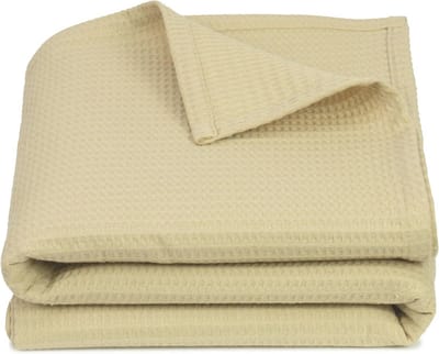 Knuffelige Deken 150 x 200 cm - 100% Katoen, Ademend, Kreukvrij, Beige, Wasbaar op 60 °C - Hotelkwaliteit