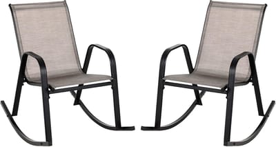 COSTWAY Set van 2 schommelstoelen met ademende stoffen zitting, tuinstoelen, schommelstoel voor tuin, balkon
