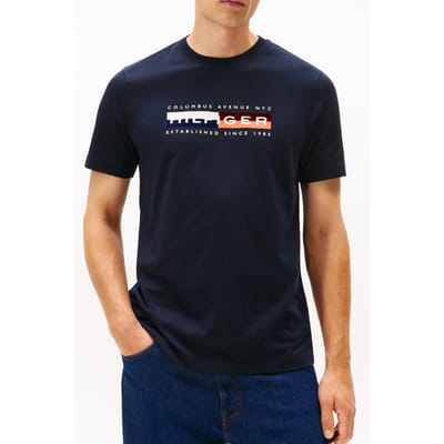 Tommy Hilfiger Logo Crew Neck T-shirt Desert Sky Taglia: M | T-shirt stampate Outlet | Uomo