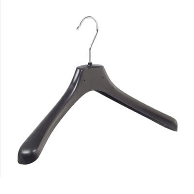 De Kledinghanger Gigant - Mantelhanger - Kostuumhanger - Jassenhanger - Volwassenen - LX42 - 50 Stuks - Kunststof - Zwart - Gebogen Model - Schouderverbreding 4,2 cm - 42 cm - Kledinghanger - Kleerhanger - LX-Serie (LX42_00/50)