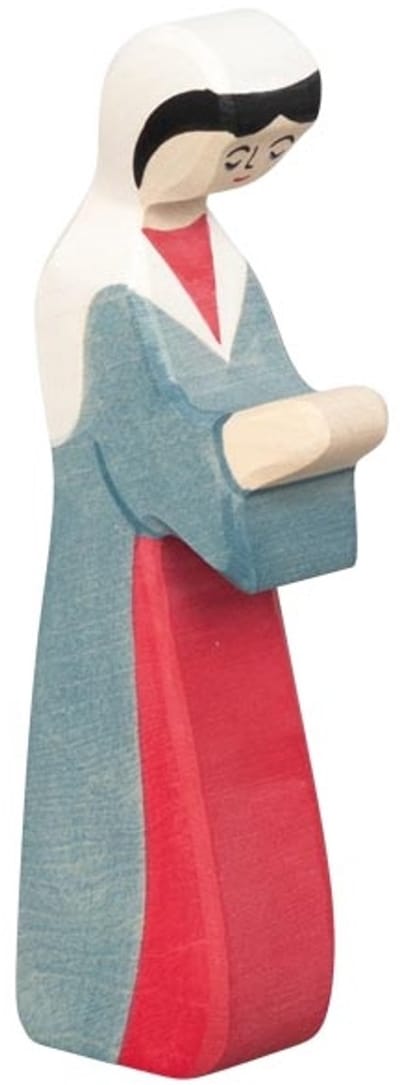 HOLZTIGER Kerstmis - Maria Grijs/Roze - 6X2X15Cm - Houten Figuur - Handgemaakt