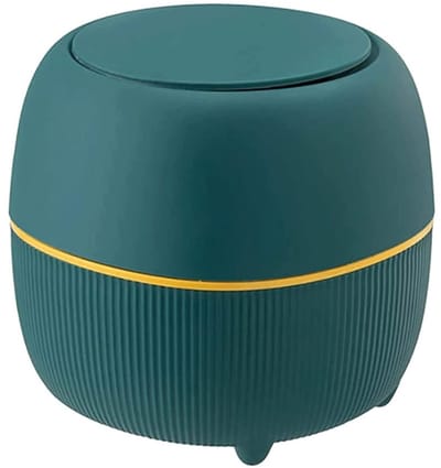 Prullenbak Desktop - Afvalbakje Tafel - Kantoor Netjes - Verwijderbare Binnenemmer - 16x16x15cm - Groen