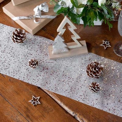 Tafelloper glitter zilver (5m)