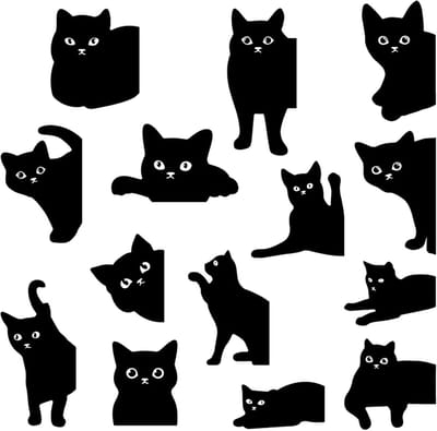 14 Stuks Magnetische Bladwijzers Katten Zwart Voor Boekenlezers