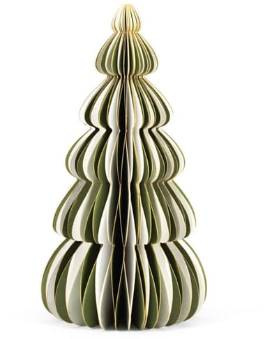 Papieren kerstboom wit met groen 20cm