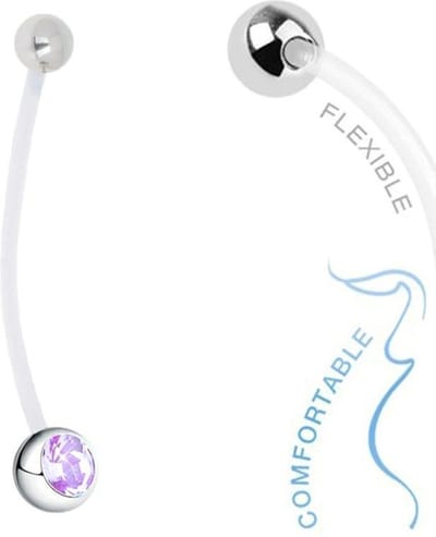 Fako Bijoux® - Zwangerschapspiercing - Kristal - Lila