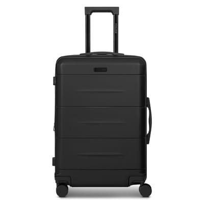 Police London 4 wielen Trolley 64 cm met uitbreidingsplooi - Harde bagage - Combinatieslot - deep black