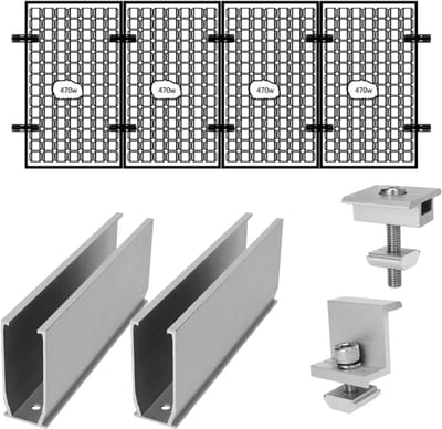 Bevestigingsset Zonnepanelen - Montageset PV - Installeren Zonnepanelen - Universeel Verstelbaar - 4 Modules - Aluminium