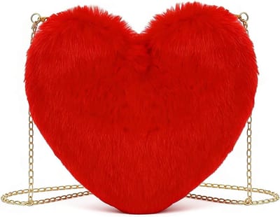 Hartvormige pluche handtas voor dames, zachte schoudertas voor Valentijnsdag, uitgaan, reizen en dagelijks gebruik