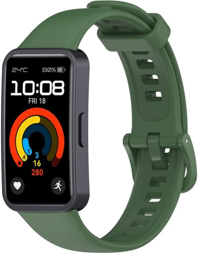 Strap-it Siliconen Classic bandje - geschikt voor Huawei Band 8 / Huawei Band 9 / Huawei Band 10 (donkergroen)