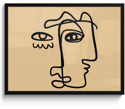 Poster in lijst - Fotolijst 80x60 cm - Posters - Overlappende profielen - Lichtbruin - Zwart - Posterlijst zwart - Decoratie - Wanddecoratie woonkamer - Muurdecoratie slaapkamer