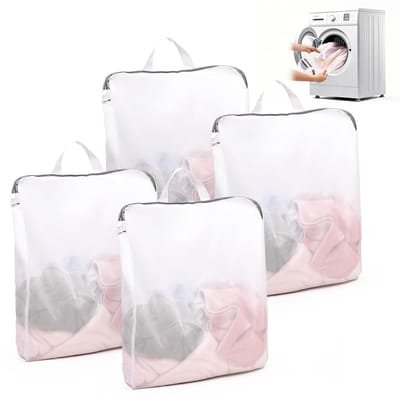 4 stuks waszakken, waszak wastas met handgrepen 50x60cm, waszakje Laundry Bag voor wasmachine Net wastas Mesh waszak reis voor ondergoed BH sokken dessous panty's