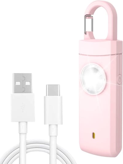 Persoonlijke Alarm - Krachtig 130 Db Geluid En Felle Flits - Persoonlijke Alarmknop - Beveiliging Alarm - Zelfverdediging - Persoonlijke Alarmen - USB-oplaadbaar - Kinderen, Vrouwen en Senioren Alarm - Alarm Sleutelhanger - Veiligheid - Roze