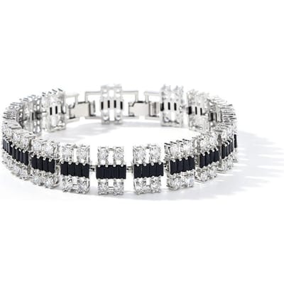 Europese en Amerikaanse Mode Gegalvaniseerd Echt Goud Zirconium Horlogeketting Drie Rijen Armband white
