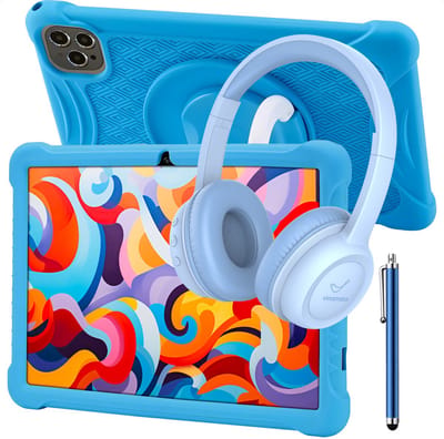 ATouch Combipakket - Kindertablet Tab 10 Plus + Kinderkoptelefoon - 64GB+64SD - Vanaf 3 jaar - Blauw