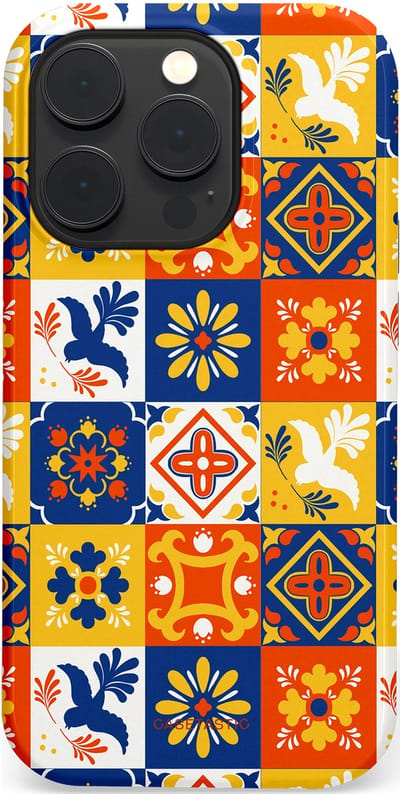 Casetastic Hoesje Geschikt voor Apple iPhone 14 Pro Magsafe - Stijlvolle Beschermende Duo-layer Case - Mediterraanse Tegels