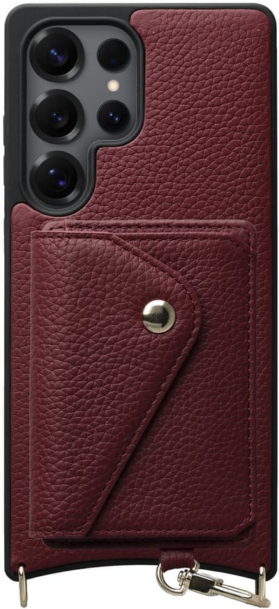 AVY Leren Hoesje Geschikt voor Samsung Galaxy S25 Ultra | Met Magnetische Kaarthouder | Compatibel met MagSafe | Leather Case met Wallet | Burgundy