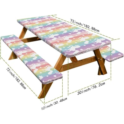 Picknicktafel en Stoelhoes Tuin Buiten Picknicktafel en Stoel Beschermhoes Driesets Picknicktafel Bank Elastische Stofhoes 76.2CM+182CM