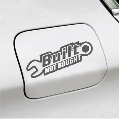 Bumpersticker - Built Not Bought - 8 X 20 - Antraciet