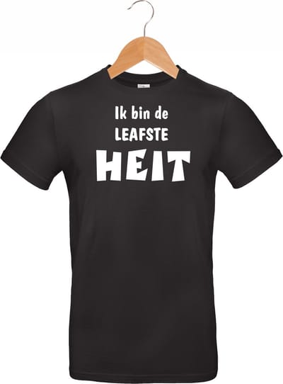 Mijncadeautje - Fryslan T-shirt - ik bin de leafste Heit - unisex - zwart - verjaardag - leeftijd - feest - (maat S)