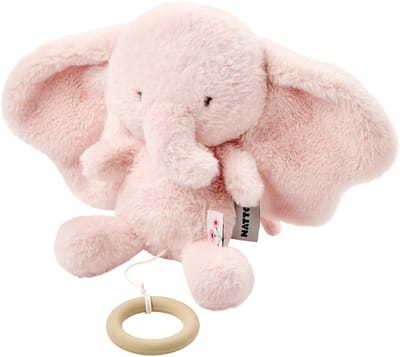 Nattou FanFan Muziekknuffel Olifant - 25 cm - Zachte Knuffel met Muziek - Baby Cadeau - Roze