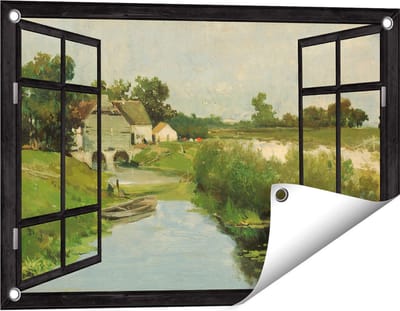 Gards Tuinposter Doorkijk Zomerdag - Johan Hendrik Weissenbruch - 60x40 cm - Tuindoek - Tuindecoratie - Wanddecoratie buiten - Tuinschilderij
