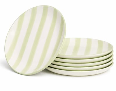 OTIX Ontbijtborden - 6 Stuks - Groen - Wit - Dessertborden - Gebaksborden - 19 cm - MARINA